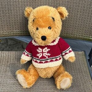 Boyds Bears Tan Stuffed Animal with Red Sweater